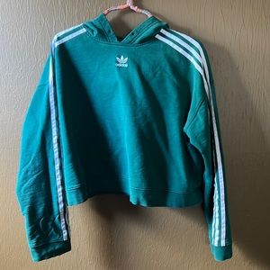 Adidas Forrest Green three stripe hoodie